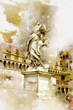 Roma İtalya sanatı eskiz çizimi eğlenceli tasarım antika retro