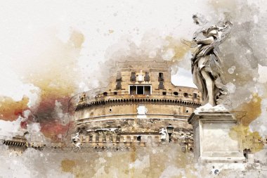 Roma İtalya sanatı eskiz çizimi eğlenceli tasarım antika retro