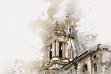 Roma İtalya sanatı eskiz çizimi eğlenceli tasarım antika retro