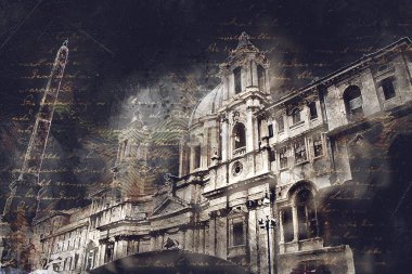 Roma İtalya sanatı eskiz çizimi eğlenceli tasarım antika retro