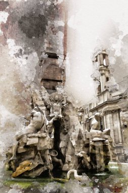 Roma İtalya sanatı eskiz çizimi eğlenceli tasarım antika retro