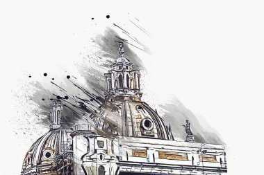 Roma İtalya sanatı eskiz çizimi eğlenceli tasarım antika retro