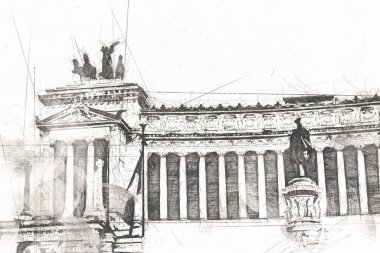 Roma İtalya sanatı eskiz çizimi eğlenceli tasarım antika retro