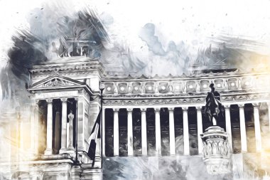 Roma İtalya sanatı eskiz çizimi eğlenceli tasarım antika retro