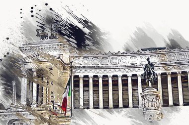 Roma İtalya sanatı eskiz çizimi eğlenceli tasarım antika retro