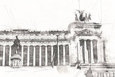 Roma İtalya sanatı eskiz çizimi eğlenceli tasarım antika retro