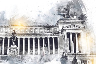 Roma İtalya sanatı eskiz çizimi eğlenceli tasarım antika retro