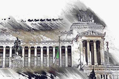 Roma İtalya sanatı eskiz çizimi eğlenceli tasarım antika retro