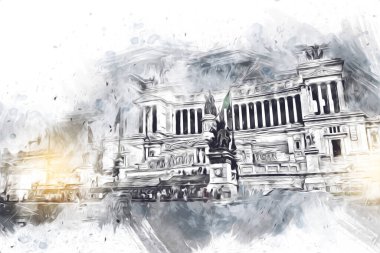 Roma İtalya sanatı eskiz çizimi eğlenceli tasarım antika retro