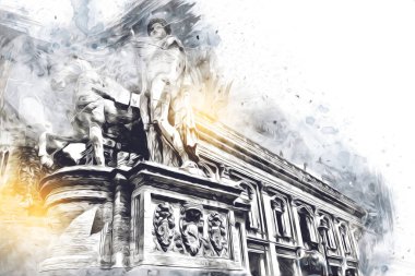 Roma İtalya sanatı eskiz çizimi eğlenceli tasarım antika retro