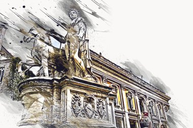 Roma İtalya sanatı eskiz çizimi eğlenceli tasarım antika retro