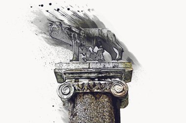 Roma İtalya sanatı eskiz çizimi eğlenceli tasarım antika retro