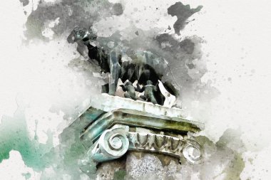 Roma İtalya sanatı eskiz çizimi eğlenceli tasarım antika retro