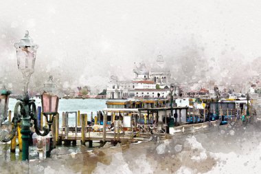 Venedik sanat eskizi çizimi eğlenceli tasarım antika retro