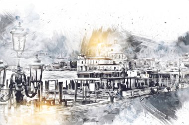 Venedik sanat eskizi çizimi eğlenceli tasarım antika retro