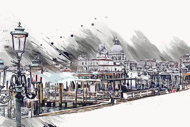 Venedik sanat eskizi çizimi eğlenceli tasarım antika retro