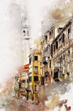 Venedik sanat eskizi çizimi eğlenceli tasarım antika retro