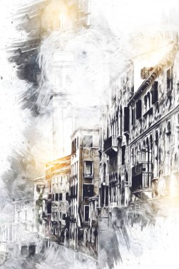 Venedik sanat eskizi çizimi eğlenceli tasarım antika retro