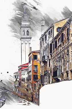 Venedik sanat eskizi çizimi eğlenceli tasarım antika retro