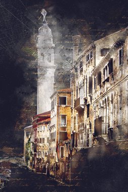 Venedik sanat eskizi çizimi eğlenceli tasarım antika retro