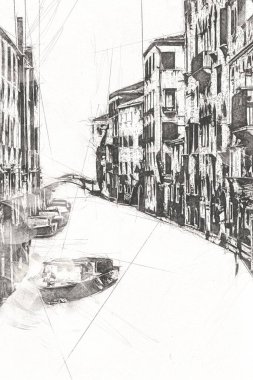 Venedik sanat eskizi çizimi eğlenceli tasarım antika retro