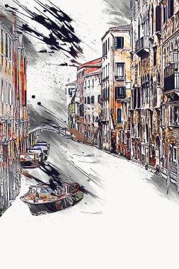 Venedik sanat eskizi çizimi eğlenceli tasarım antika retro