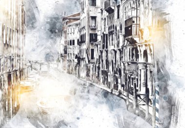 Venedik sanat eskizi çizimi eğlenceli tasarım antika retro