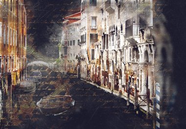 Venedik sanat eskizi çizimi eğlenceli tasarım antika retro