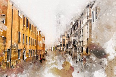 Venedik sanat eskizi çizimi eğlenceli tasarım antika retro