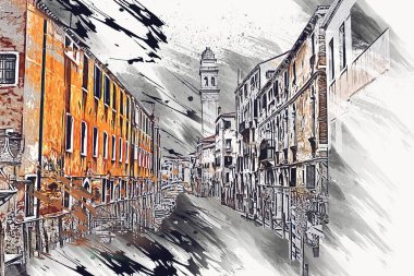 Venedik sanat eskizi çizimi eğlenceli tasarım antika retro
