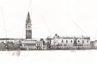 Venedik sanat eskizi çizimi eğlenceli tasarım antika retro