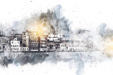 Venedik sanat eskizi çizimi eğlenceli tasarım antika retro
