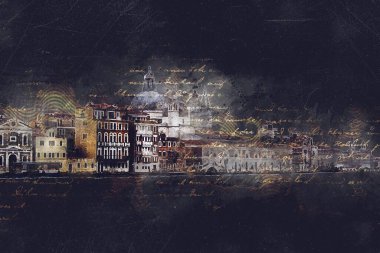 Venedik sanat eskizi çizimi eğlenceli tasarım antika retro