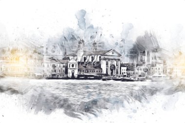 Venedik sanat eskizi çizimi eğlenceli tasarım antika retro