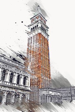 Venedik sanat eskizi çizimi eğlenceli tasarım antika retro