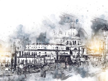 Venedik sanat eskizi çizimi eğlenceli tasarım antika retro