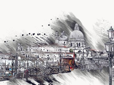 Venedik sanat eskizi çizimi eğlenceli tasarım antika retro