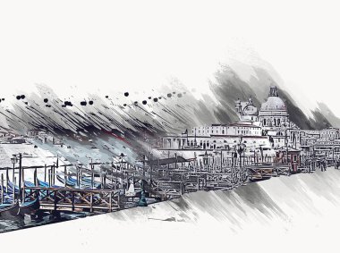 Venedik sanat eskizi çizimi eğlenceli tasarım antika retro