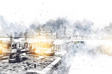 Venedik sanat eskizi çizimi eğlenceli tasarım antika retro