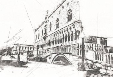Venedik sanat eskizi çizimi eğlenceli tasarım antika retro