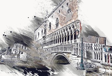 Venedik sanat eskizi çizimi eğlenceli tasarım antika retro