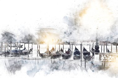 Venedik sanat eskizi çizimi eğlenceli tasarım antika retro