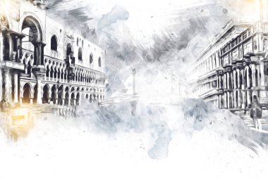 Venedik sanat eskizi çizimi eğlenceli tasarım antika retro