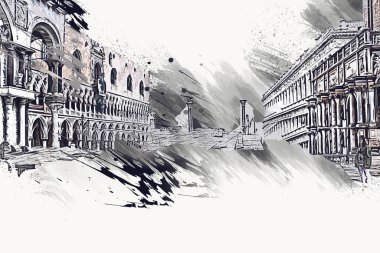Venedik sanat eskizi çizimi eğlenceli tasarım antika retro