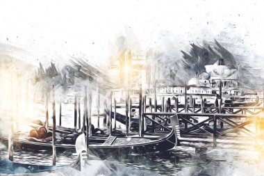 Venedik sanat eskizi çizimi eğlenceli tasarım antika retro