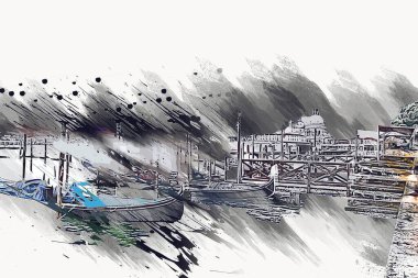 Venedik sanat eskizi çizimi eğlenceli tasarım antika retro