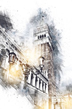 Venedik sanat eskizi çizimi eğlenceli tasarım antika retro