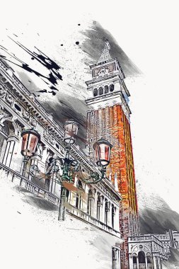 Venedik sanat eskizi çizimi eğlenceli tasarım antika retro