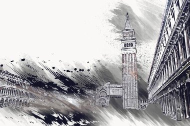 Venedik sanat eskizi çizimi eğlenceli tasarım antika retro