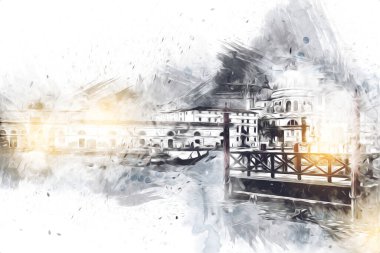 Venedik sanat eskizi çizimi eğlenceli tasarım antika retro